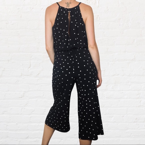 White House Black Market | Black White Polka Dot Wide Leg Sleeveless Jumpsuit - Picture 5 of 7